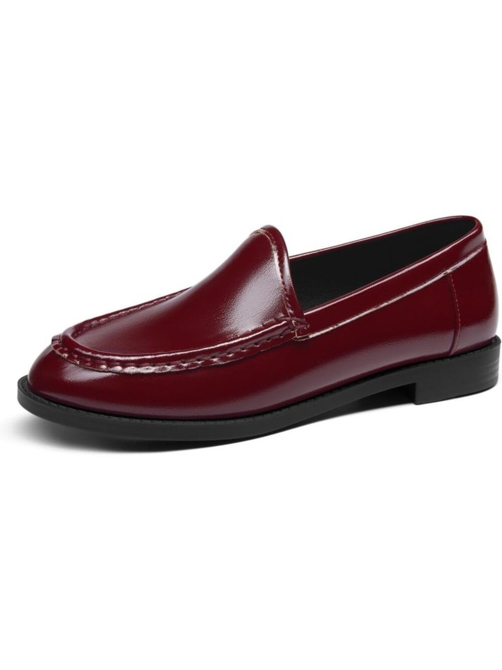 Women's Burgundy Loafers Slip On Flats Closed Toe Business Casual Shoes